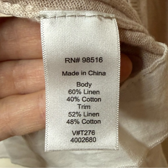 COLDWATER CREEK Linen Blend Cross Stitch Embroidered Neutral Delicate Cardigan - Picture 10 of 10